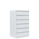 Karteischrank wei&szlig; aus Metall: 6 Schubladen, dreibahnig