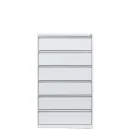 Karteischrank wei&szlig; aus Metall: 6 Schubladen, dreibahnig