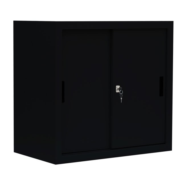 Lüllmann® Aktenschrank Schiebetür - 2 Ordnerhöhen - Breite 800 mm - schwarz