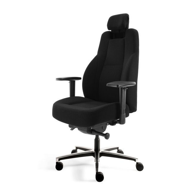 Schwerlast Büro-Drehstuhl 24/7 mit Lordosenstütze bis 200kg 1390-1490 x 685 x 490 mm Schwarz 210490