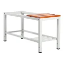 Sitzbankuntergestell mit Schuhrost - Sitzauflagen buche - 400 x 315 x 800 mm - lichtgrau
