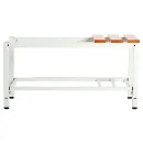 Sitzbankuntergestell mit Schuhrost - Sitzauflagen buche - 400 x 315 x 800 mm - lichtgrau