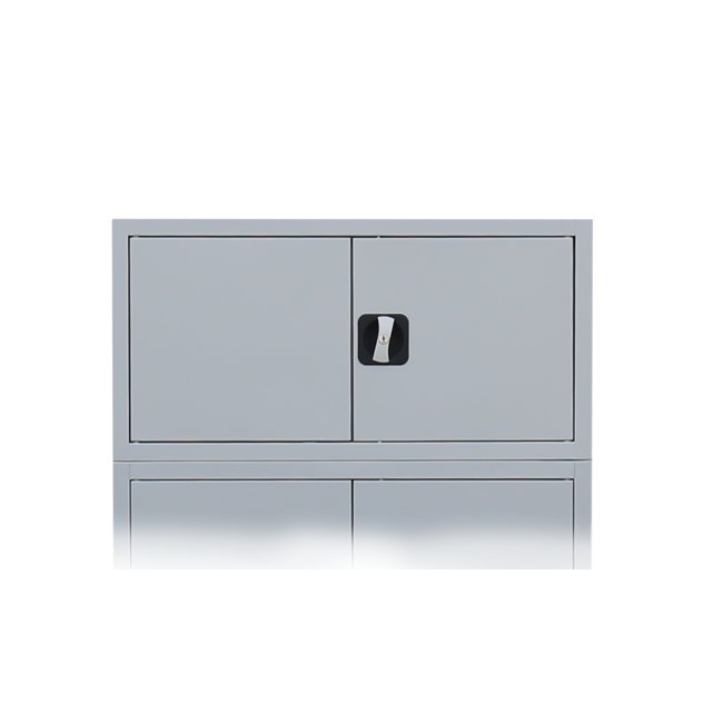 Aufsatzschrank mit Flügeltüren und Zylinderschloss mit Drehgriff - 450 x 800 x 383 mm - lichtgrau