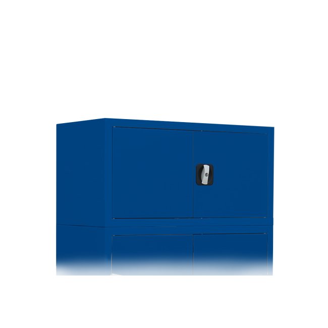 Aufsatzschrank mit Flügeltüren und Zylinderschloss mit Drehgriff - 450 x 800 x 383 mm - enzianblau