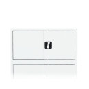 Aufsatzschrank mit Flügeltüren und Zylinderschloss mit Drehgriff - 450 x 800 x 383 mm - signalweiß
