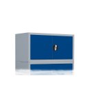 Aufsatzschrank mit Flügeltüren und Zylinderschloss mit Drehgriff - 450 x 925 x 422 mm - lichtgrau/enzianblau