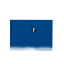 Aufsatzschrank mit Fl&uuml;gelt&uuml;ren und Zylinderschloss mit Drehgriff - 450 x 925 x 422 mm - enzianblau