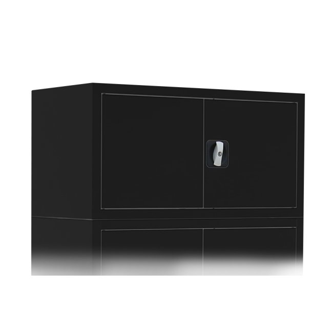 Aufsatzschrank mit Flügeltüren und Zylinderschloss mit Drehgriff - 450 x 925 x 422 mm - tiefschwarz