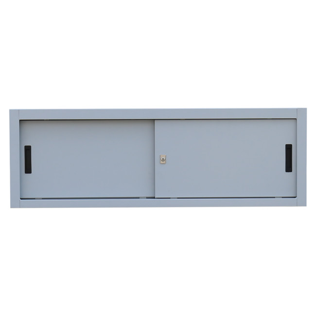 Aufsatzschrank mit Schiebetüren und Dreh-Druckzylinderschloss 450 x 1200 x 450 mm grau 550360