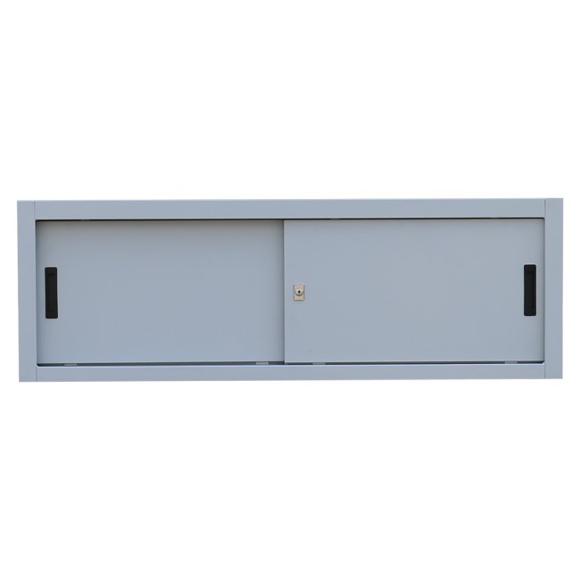 Aufsatzschrank mit Schiebetüren und Dreh-Druckzylinderschloss 450 x 1600 x 450 mm grau 550370