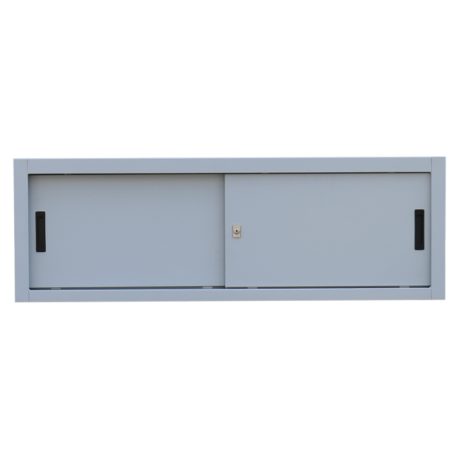 Aufsatzschrank mit Schiebetüren und Dreh-Druckzylinderschloss 450 x 1600 x 450 mm grau 550370