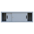 Aufsatzschrank mit Schiebetüren und Dreh-Druckzylinderschloss 450 x 1600 x 450 mm grau 550370