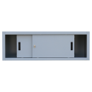 Aufsatzschrank mit Schiebet&uuml;ren und Dreh-Druckzylinderschloss 450 x 1600 x 450 mm grau 550370