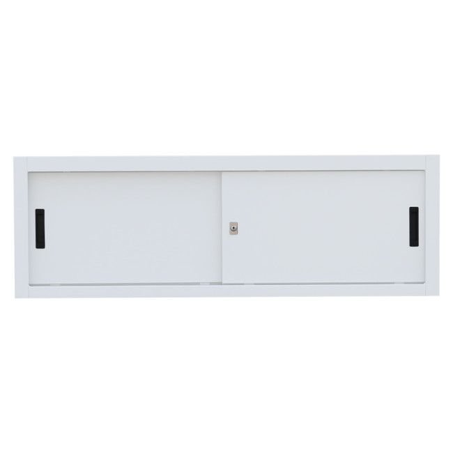 Aufsatzschrank mit Schiebetüren und Dreh-Druckzylinderschloss 450 x 1600 x 450 mm weiß 550377