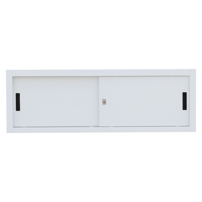 Aufsatzschrank mit Schiebetüren und Dreh-Druckzylinderschloss 450 x 1600 x 450 mm weiß 550377