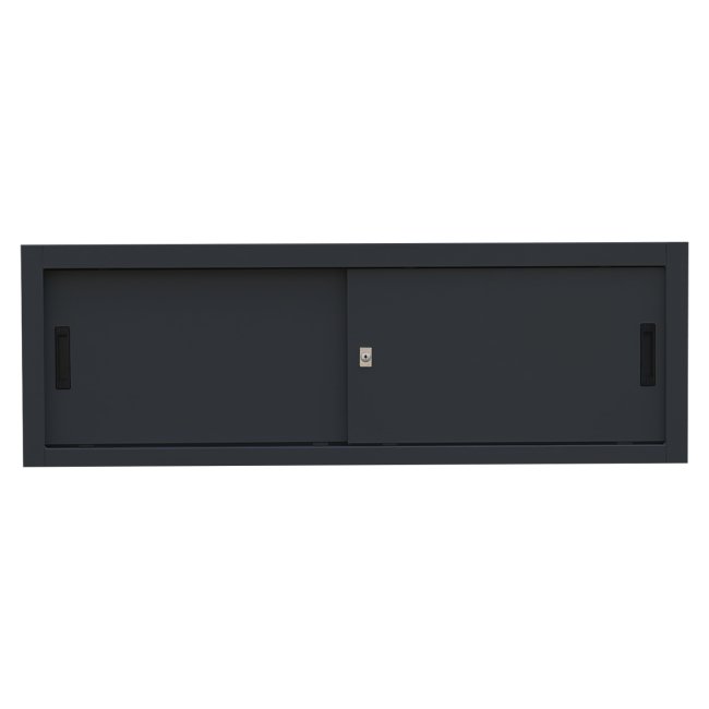 Aufsatzschrank mit Schiebetüren und Dreh-Druckzylinderschloss 450 x 1600 x 450 mm schwarz 550379