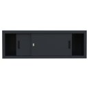 Aufsatzschrank mit Schiebetüren und Dreh-Druckzylinderschloss 450 x 1600 x 450 mm schwarz 550379