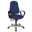 B&uuml;rodrehstuhl mit Armlehnen - gepolstert - Chromfu&szlig;kreuz - blau