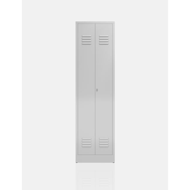 Seitenansicht Spind Kleider-Wäsche Schrank Mehrzweckspind 2 Abteile 1800 x 500 x 500 mm grau X-510700