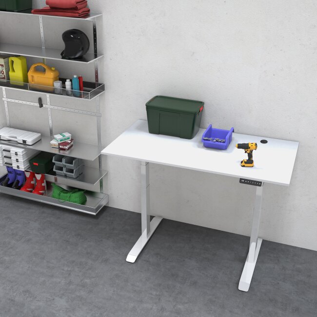 Steelboxx® Schreibtisch - elektr. höhenverstellbar - 120 x 80 - weiß