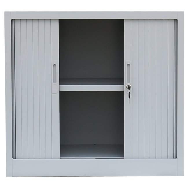 Rollladenschrank komplett montiert Aktenschrank 2 Fachböden 105x100x45,7cm grau 555110