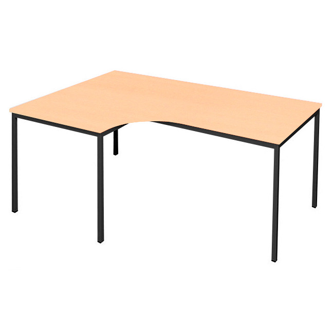 Winkelschreibtisch, Winkel links, 180x80/120 cm, schwarz/buche