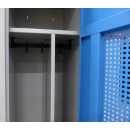 Gebraucht - L&uuml;llmann&reg; Garderobenschrank, 1 Abteil, 1800 x 415 x 500 mm, lichtgrau/enzianblau