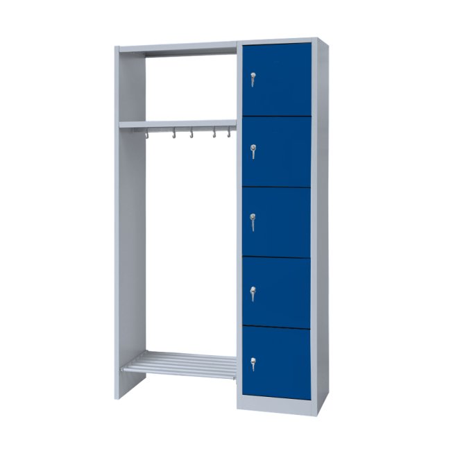 Offene Schließfachgarderobe mit Fächerschrank rechts inkl. Garderobe 5 Fächer