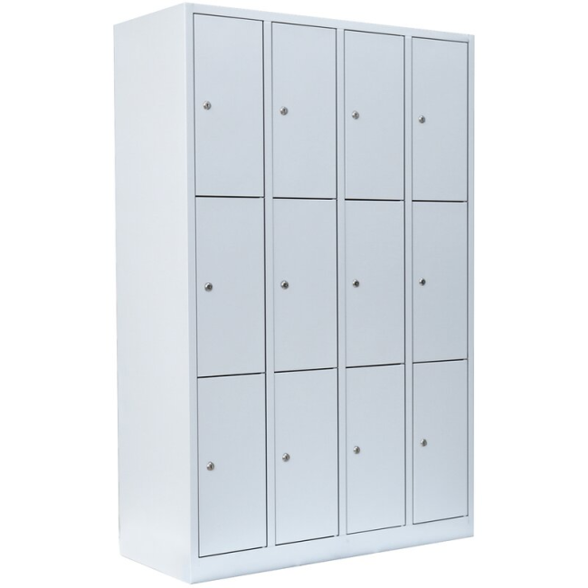 B-WARE - Lüllmann® Schließfachschrank - 4 Abteile - 12 Fächer - 1800 x 1170 x 500 mm - lichtgrau