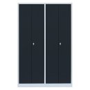 Gebraucht - L&uuml;llmann&reg; Garderobenschrank, 4 Abteile, je 2 mittig schlie&szlig;end, 1800 x 1170 x 500 mm, lichtgrau/anthrazit