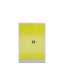 Ansicht mit ge&ouml;ffneten T&uuml;ren innen, Aktenschrank Metallschrank abschlie&szlig;bar Werkzeugschrank 1200 x 800 x 383 mm grau/gelb X-530296