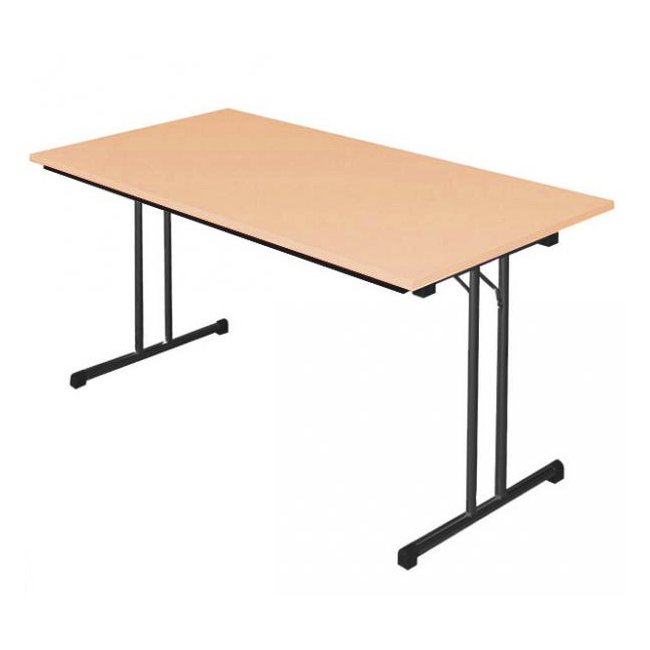 Klapptisch T-Fuß 140x70 cm, schwarz/Buche