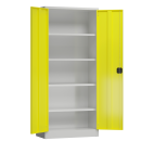 Ansicht innen mit ge&ouml;ffneten T&uuml;ren, Aktenschrank Metallschrank abschlie&szlig;bar Werkzeugschrank 1800 x 800 x 380 mm grau/gelb X-530336