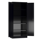 Innenansicht mit ge&ouml;ffneten T&uuml;ren, Aktenschrank Metallschrank abschlie&szlig;bar Werkzeugschrank 1800 x 800 x 380 mm schwarz X-530339