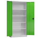 Ansicht Innen mit ge&ouml;ffneten T&uuml;ren, Aktenschrank Metallschrank abschlie&szlig;bar Werkzeugschrank 1945 x 920 x 420 mm grau/gr&uuml;n X-530345