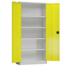 Ansicht Innen mit ge&ouml;ffneten T&uuml;ren, Aktenschrank Metallschrank abschlie&szlig;bar Werkzeugschrank 1945 x 920 x 420 mm grau/gelb X-530346