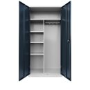 Innenansicht mit ge&ouml;ffneten T&uuml;ren, Spind Mehrzweckschrank Kleiderspind Universalschrank abschlie&szlig;bar 1945 x 920 x 420 mm  lichtgrau/anthrazit X-545548