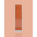 Seitenansicht Spind Kleider-W&auml;sche Schrank Mehrzweckspind 2 Abteile 1800 x 500 x 500 mm grau/rot X-510704