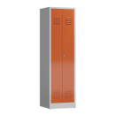 Frontansicht Spind Kleider-W&auml;sche Schrank Mehrzweckspind 2 Abteile 1800 x 500 x 500 mm grau/rot X-510704