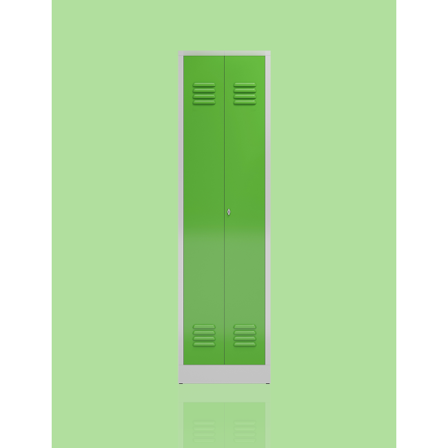 Seitenansicht Spind Kleider-Wäsche Schrank Mehrzweckspind 2 Abteile 1800 x 500 x 500 mm grau/grün X-510705