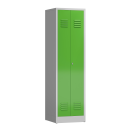 Frontansicht Spind Kleider-W&auml;sche Schrank Mehrzweckspind 2 Abteile 1800 x 500 x 500 mm grau/gr&uuml;n X-510705