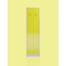 Seitenansicht Spind Kleider-W&auml;sche Schrank Mehrzweckspind 2 Abteile 1800 x 500 x 500 mm grau/gelb X-510706
