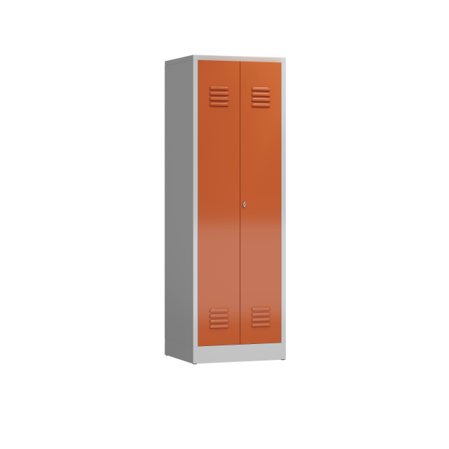Ansicht von der Seite, Spind Mehrzweckspind Kleiderspind 2 Abteile 1800 x 600 x 500 mm grau/rot X-510714
