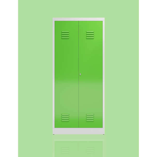 Seitenansicht Spind Mehrzweckschrank Wäsche - Kleiderspind 2 Abteile 1800 x 800 x 500 mm grau/grün X-515715