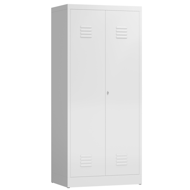 Seitenansicht Spind Mehrzweckschrank Wäsche - Kleiderspind 2 Abteile 1800 x 800 x 500 mm weiß X-515717
