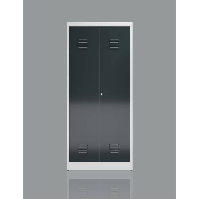 Seitenansicht Spind Mehrzweckschrank Wäsche - Kleiderspind 2 Abteile 1800 x 800 x 500 mm grau/anthrazit X-515718