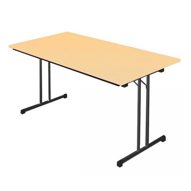Klapptisch T-Fuß 140x80 cm, schwarz/Ahorn
