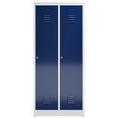 Kleiderspind aus Metall mit 2 Abteilen inkl. S/W-Trennung - grau/blau