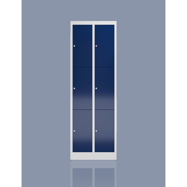 Seitenansicht Schließfachschrank Fächerschrank 6 Fächer Spind 180x60x50cm Wertfachschrank grau/blau X-520321