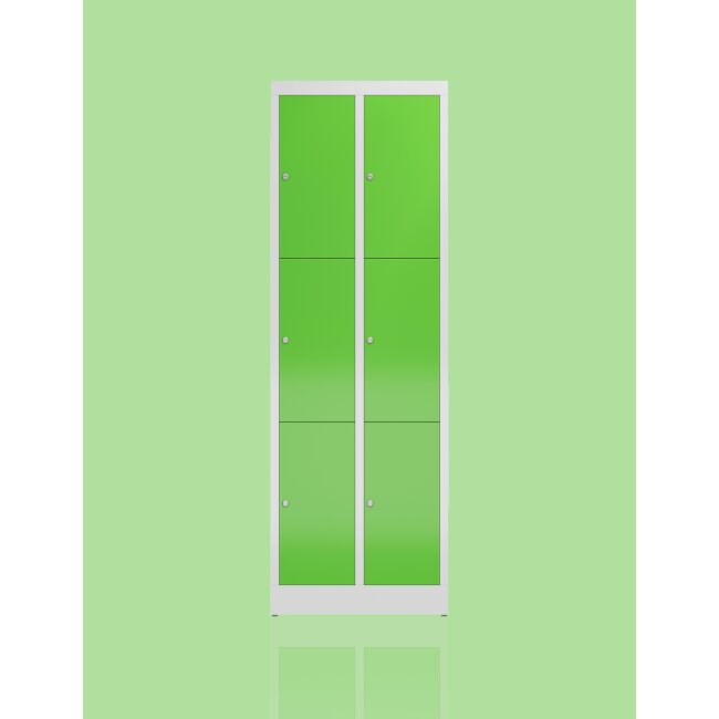Seitenansicht Schließfachschrank Fächerschrank 6 Fächer Spind 180x60x50cm Wertfachschrank grau/grün X-520325